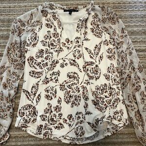 White House Black Market Floral Ruffle Blouse